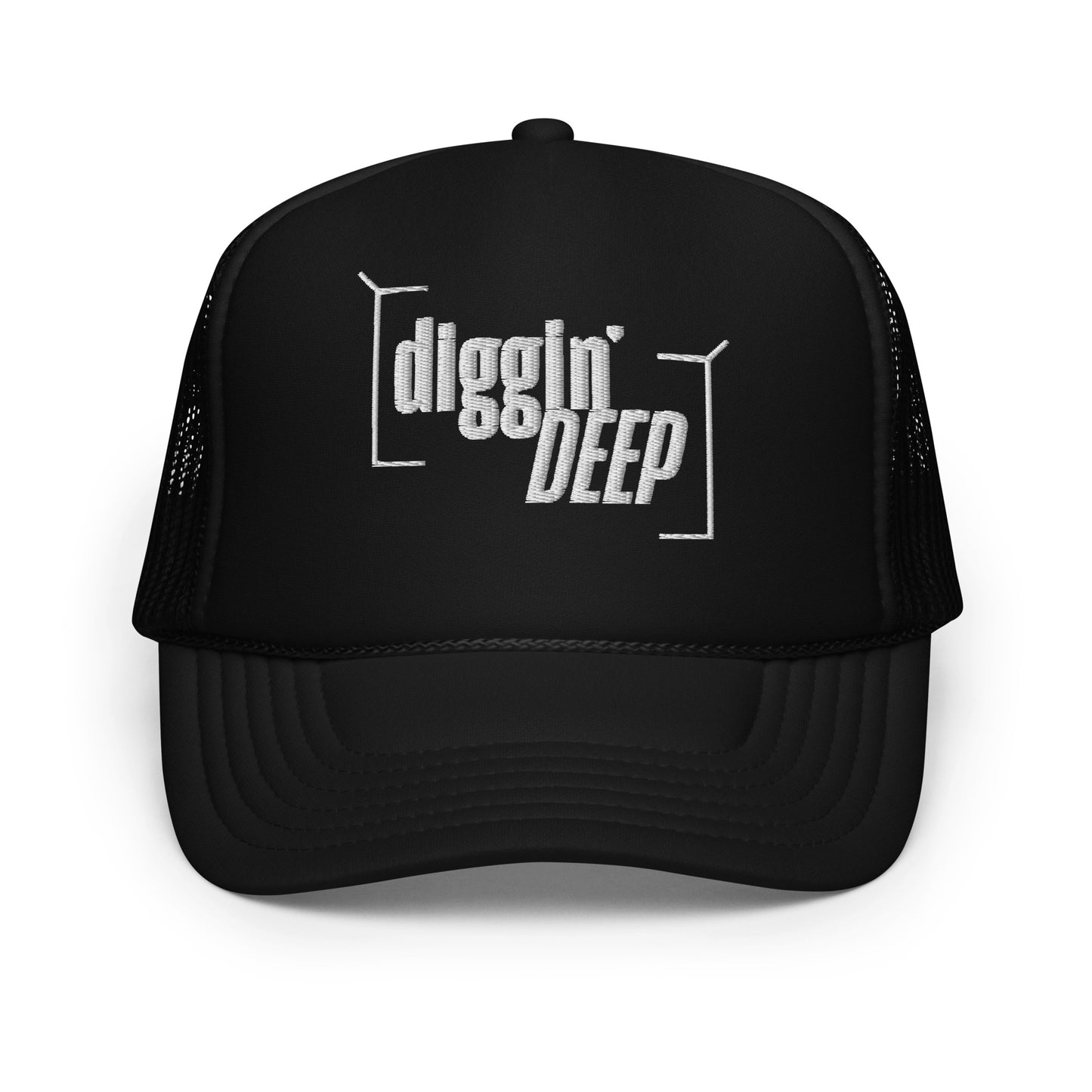 Diggin' Deep Podcast 3D Puff Foam Trucker Hat - White