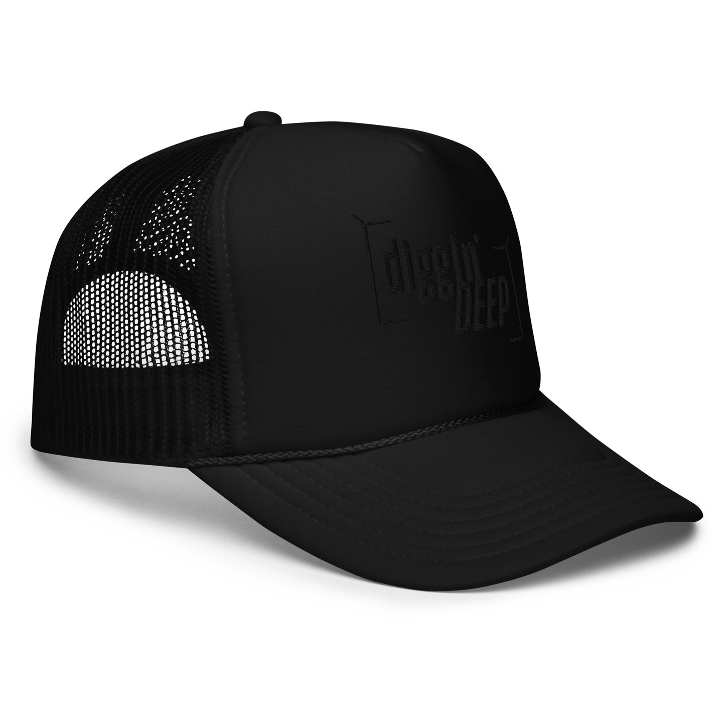 Diggin' Deep Podcast 3D Puff Foam Trucker Hat - Black